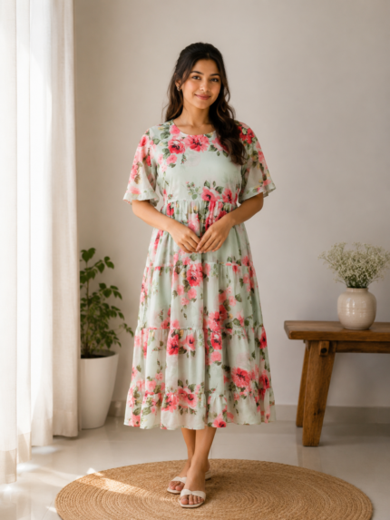 TIERED MIDI DRESS
